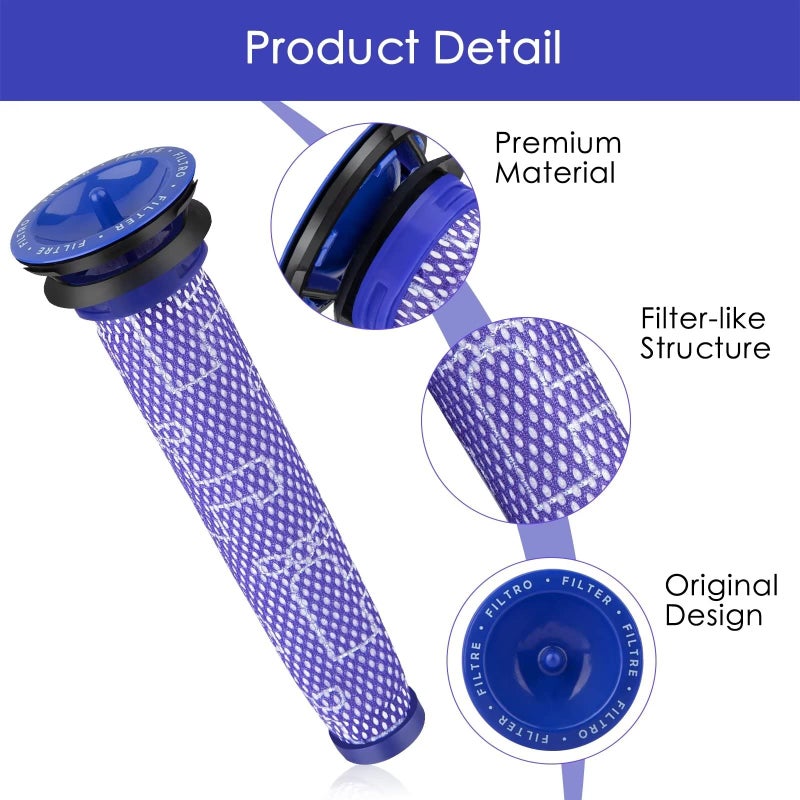 MXZONE Filter Replacements for Dysonn Filter V6 V7 V8 DC58 DC59 Animal Absolute Cordless Vacuum Cleaner Parts, 4 Washable Pre Filters for Dysonn Vacuum, Compare to Part 965661 01 - Image 3